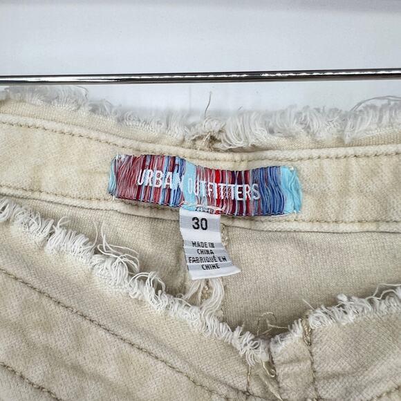 Anthropologie BDG Ruched V Front Flare Cream Suede Jeans Women's 30 90s Y2K - Picture 4 of 14